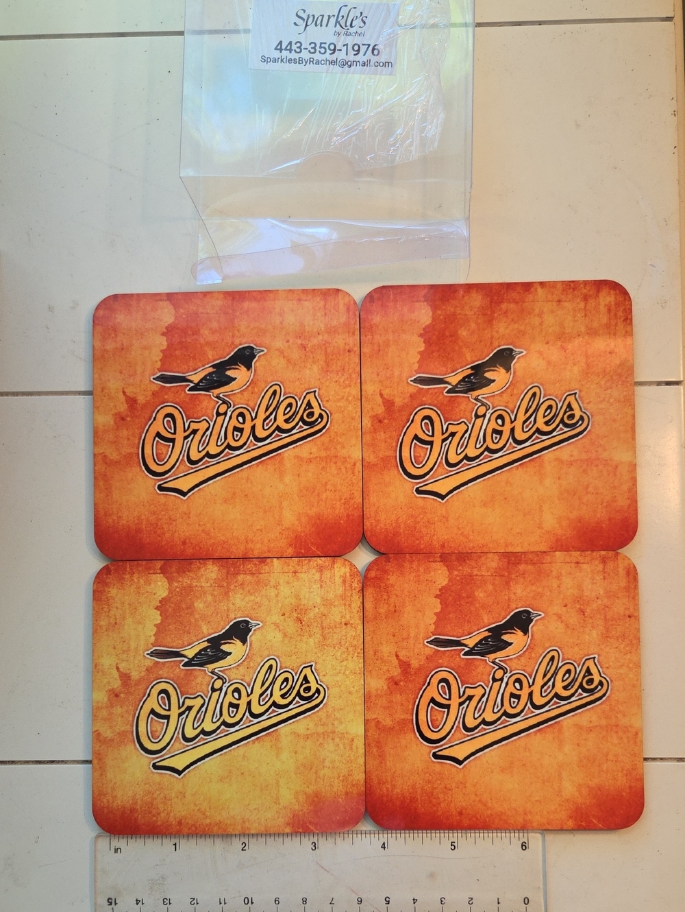 Baltimore Orioles Logo Drink Coasters - Set of 4 - Orange Black